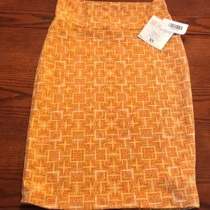 XS Retro Look Cassie Pencil Skirt. Yellow & Gold.